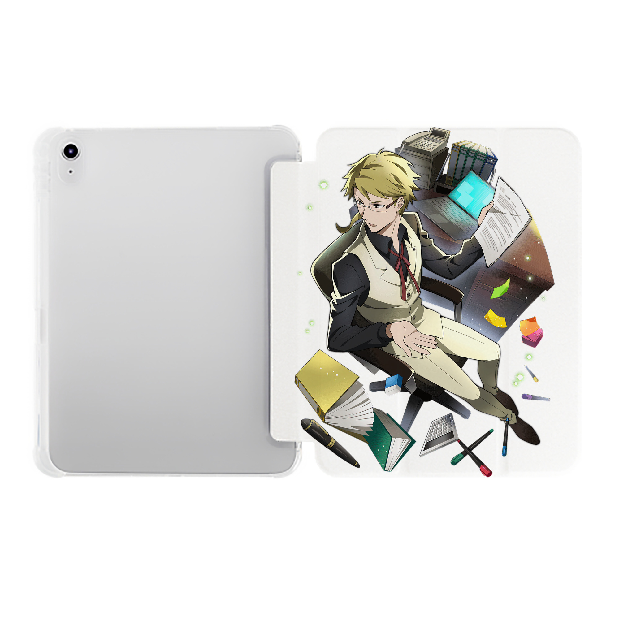 （画像用） 文豪ストレイドッグス Bungo Stray Dogs IPad ケース ペン収納付き 三つ折りスタンド PUレザー×シリコン 対応機種9.5/10.5/10.9インチ